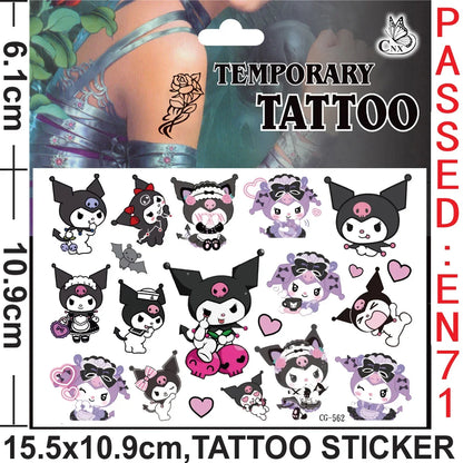 Sanrio series Tattoo Stickers Waterproof Cute Sticker Anime Birthday Party Supplies Decoration For Kids Women Men Gift