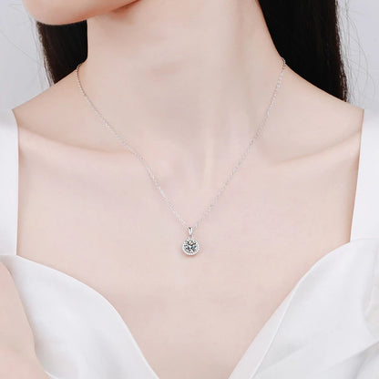 NeeTim 1 Carat Real Moissanite Pendant For Women Lab Diamond Necklace 925 Sterling Silver Fine Jewelry Girl Valentine's Day Gift