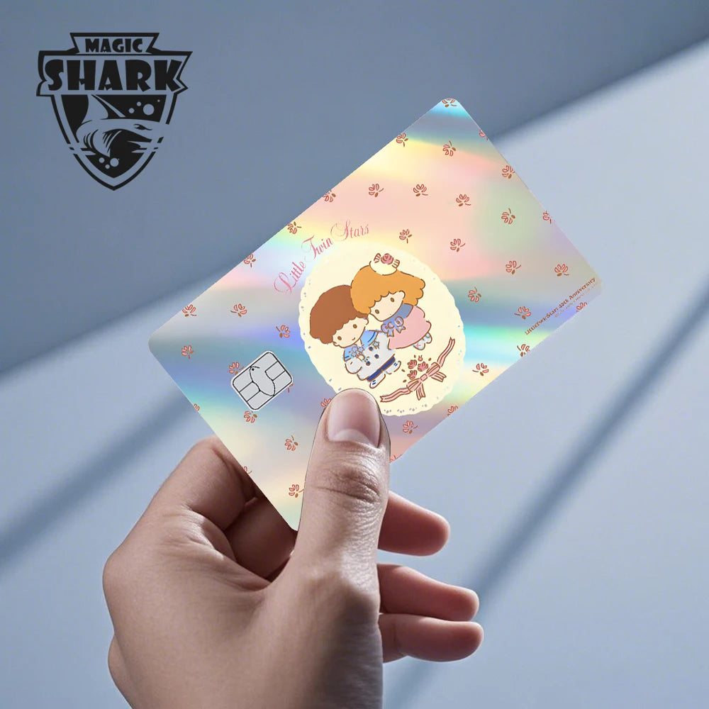 ホットセール Hello Kitty Kuromi ホログラフィックレーザー光沢フィルムスキンカバーステッカー（デビット・クレジットカード・銀行カード用）