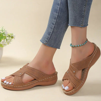 Sandals Women  Summer Shoes Women Elegant Low Heels Sandals Summer Slippers Zapatos Mujer Wedge Heeled Sandals Female 2024