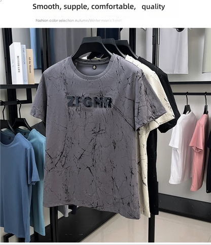 Top Grade Print New Summer Tops Hipster Designer Tshirt Men 2025 Brand Short Sleeve Round Neck Casual Fashion Men Clothing