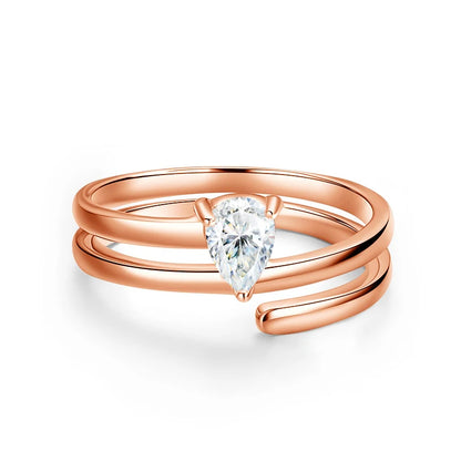 Smyoue認定 0.5CT 本物モアサナイト ソリティアリング レディース用 スターリングシルバー925 18Kメッキ ラボダイヤモンド 女性用テイルリング