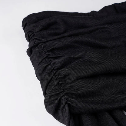 SUCHCUTE Elegant Off Shoulder Ruffles Split Long Dress Black Fashion Long Sleeve Party Dresses Women Beach Vacation Outfits 2024