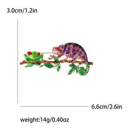 Rhinestone Chameleon Brooch for Women Unisex Enamel Lizard Pin Banquet Party Backpack Gifts Jewelry Accessories
