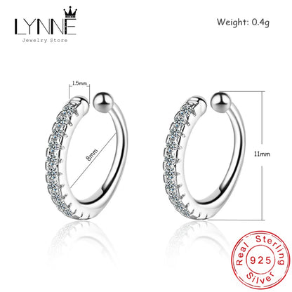 Punk Rock Unisexual U Type Zircon Clip Earrings 925 Sterling Silver C Shape Rhinestone Ear Bones Nose Clip Women&Men Jewelry