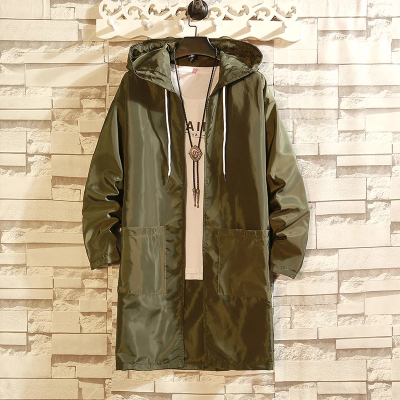 Streetwear Casual Hoodie Windbreaker Breathable Ultrathin Sunscreen Jacket Outdoor Male Trench Coat Sun Protection Clothing Men
