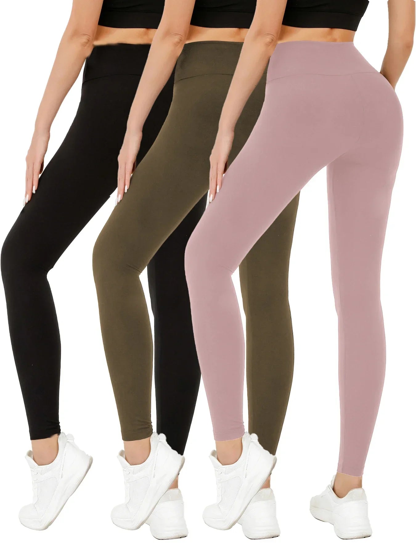 3 Pack Women's Super Soft Leggings High Waisted Tummy Control No See Through Workout Yoga Running Athletic Push Up Gym  Leggings