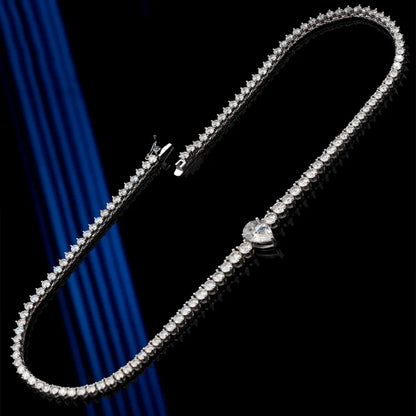 OEVAS 3-4.5mm フルモアサナイト テニスネックレス S925シルバー ラボダイヤモンド ウォータードロップペンダント レディース パーティー ファインジュエリー
