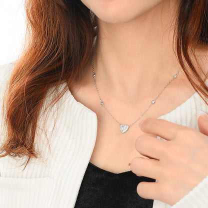 TY 0.8CT モアサナイト 925 スターリングシルバー ネックレス レディース ハートペンダントネックレス Dカラー 輝くファインジュエリー ラボダイヤモンド