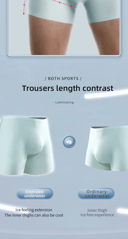 Men's Underwear Men's 3D Stamping Ice Silk Boxers Seamless Thin Boxers Lengthened Sports Summer Short Shorts Head