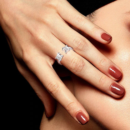 Smyoue 1CTTW 4.5mm プリンセスカット認定モアサナイトリング レディース 調節可能 100% 925スターリングシルバー 結婚式 パーティー バンド ギフト