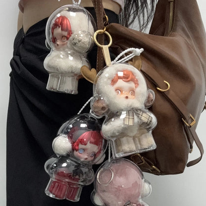 1/2個セット アクリル透明保護ケース ドール用ほこり防止ケース ストラップ付き スカルパンダ冬の動き用 SPドール収納ケース