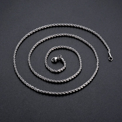 925スターリングシルバー幅2mm/3mm/4mmロープチェーンネックレス/ブレスレットメンズレディースメンズファッションチェーンネックレス1個