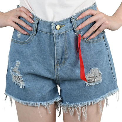 Summer Women's Denim Shorts Fashionable Sexy High-Waist Loose Pocket Tassel Hot Pants Female Casual Streetwear Short