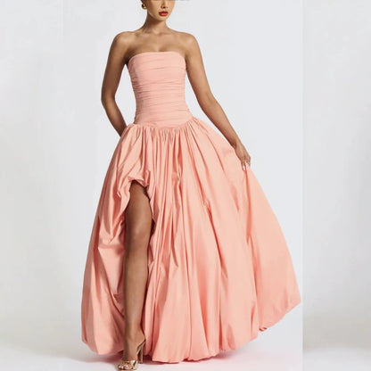 Giyu Sexy Evening Club Party Dresses Women 2025 Summer Bandage Lace Up Split Maxi Long Dress Elegant Strapless Backless Robe
