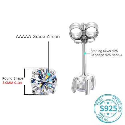 ALIZERO 2.0ct 8mm D Color Moissanite Earrings For Women Lab Grown Diamond Ear Studs 100% 925 Sterling Silver Fine Jewelry