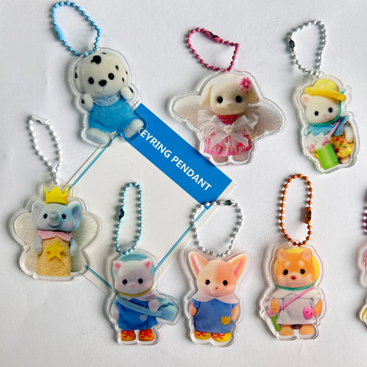 Sylvanian families keychain Cartoon Acrylic Printing Keyring Backpack Pendant Accessories INS Korean Style Decoration Girls Gift