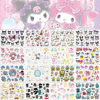 Sanrio series Tattoo Stickers Waterproof Cute Sticker Anime Birthday Party Supplies Decoration For Kids Women Men Gift
