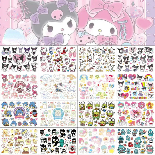 Sanrio series Tattoo Stickers Waterproof Cute Sticker Anime Birthday Party Supplies Decoration For Kids Women Men Gift