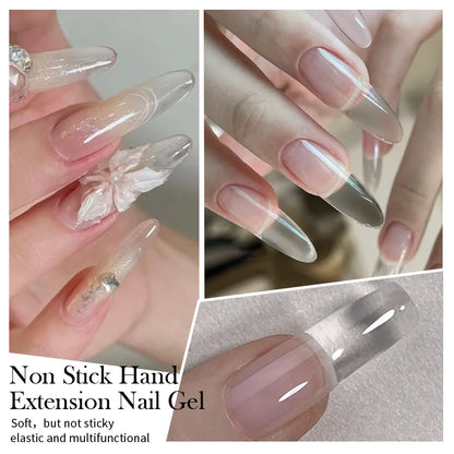 BORN PRETTY 15ml クリア ノンスティック ハンドエクステンション ジェルネイルポリッシュ 3Dシェーピングネイルアート用 固形ミルキーゼリーハードジェル フェイクネイル用