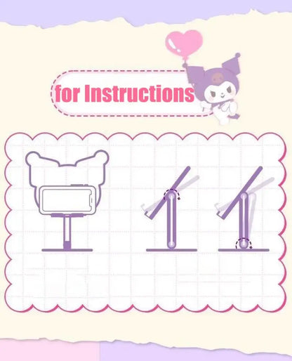 Hello Kitty Multi Angle Adjustable Phone Stand Foldable Desktop Holder Compatible Smartphone Tablet Ipad for Bed Sofa Watching