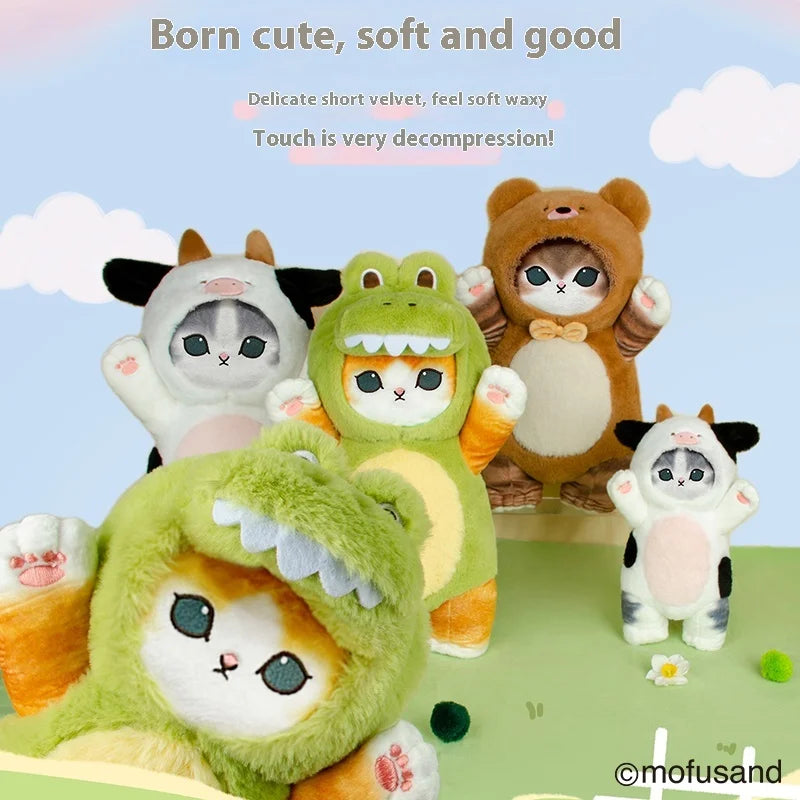Mofusand 30/50cm Plush Toys Kawaii Cat Cosplay Costume With Dino/Cow Outfits Cute Stuffed Animal Birthday Gift For Kids And Girl