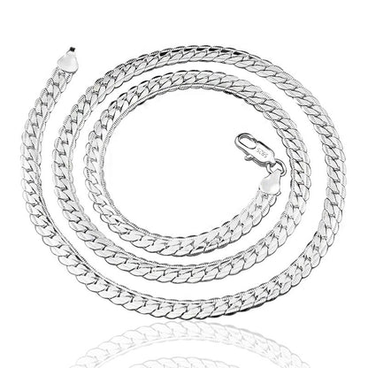 18Kゴールド/シルバーカラー 6mm フルサイドウェイネックレス 8/18/20/24インチチェーン レディース メンズ ファッション ウェディング エンゲージメントジュエリー