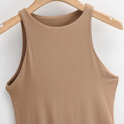 Tanks Tops Women American Skinny Basic Sleeveless Ladies Summer Solid Simple All-match Casual Sexy O-neck Streetwear Clothing