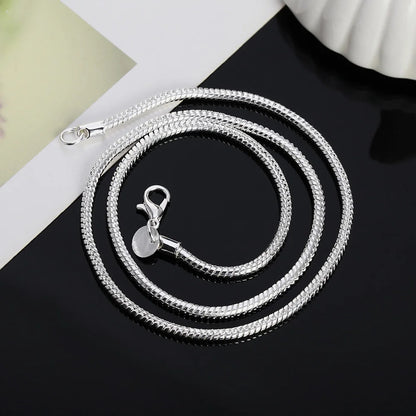 40-75cm 925スターリングシルバー 1MM/2MM/3MM ソリッドスネークチェーンネックレス メンズ レディース ファッションジュエリー ペンダント用 送料無料
