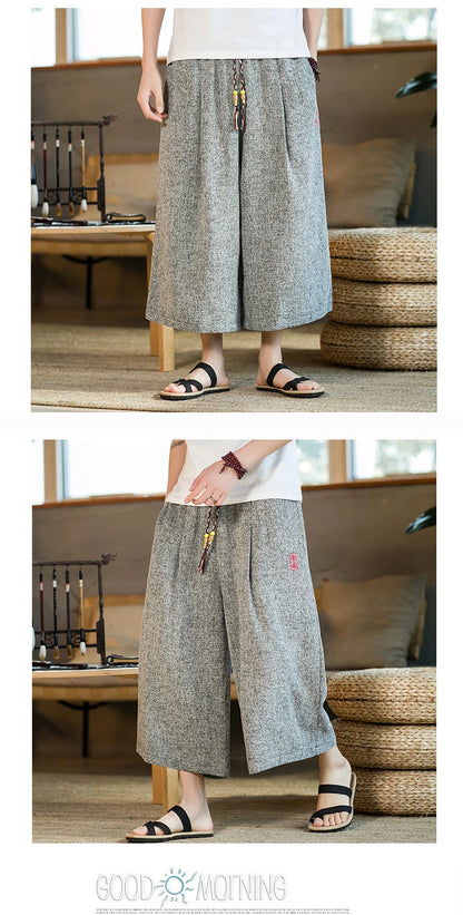 Japan Style Kimono Pants Men Bath Pant Japanese Samurai Harajuku Casual Loose Mens Shorts Yukata Wide Leg Trousers Plus Size 5XL