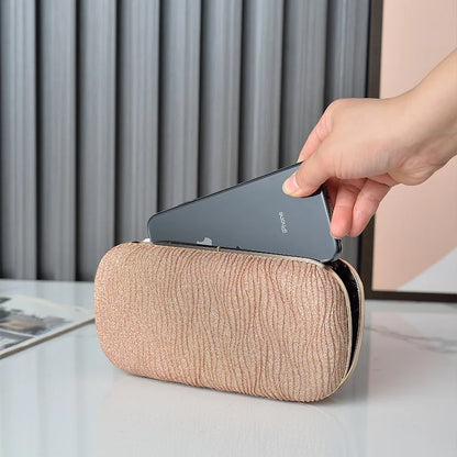 ローズゴールド 折りたたみ式 バンケットクラッチバッグ レディース ウェディング カクテルパーティー イブニングバッグ ショルダー クロスボディ ハンドバッグ スパンコール クラッチ