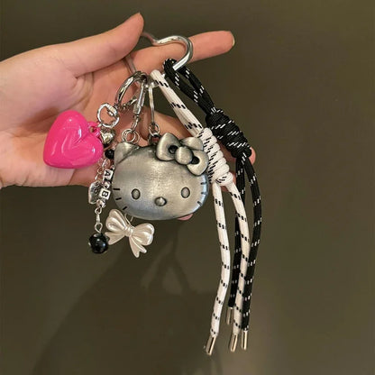 Sanrios Hellokittys Keychain Kawaii Cute Action Figure Rabbit Plush Key Chain Doll Pendant Bag Charm Accessories Keyring Ins