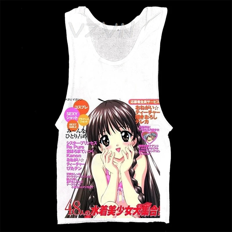 Sexy Y2K Style Women's Sleeveless Sling Crop Tops Punk Letterprints Casual Cute Tops Harajuku Vintage Emo Girl Gothic Streetwear
