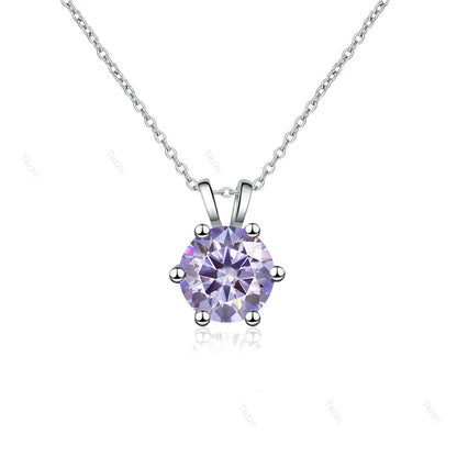 Tezzc 1CT Sparkling Luxury Moissanite Lab Diamond Pendant Necklace for Women 925 Sterling Silver High Quality Fine Jewelry