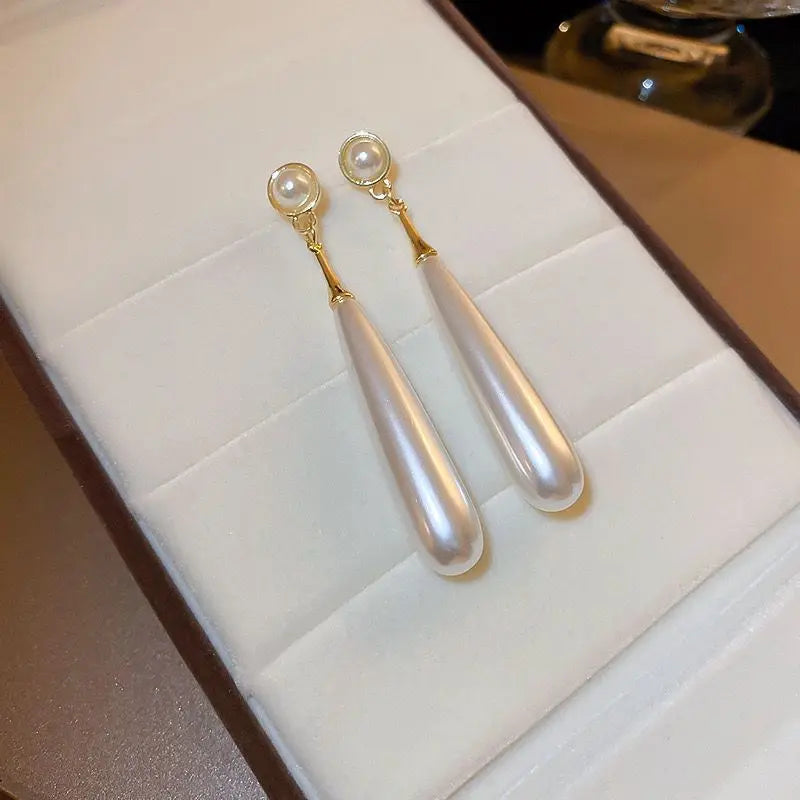 925 Silver Needle Korean Fashion Water Drop Pearl Earrings For Women Jewelry 2025 Trending New Women's Elegant Palace Earrings