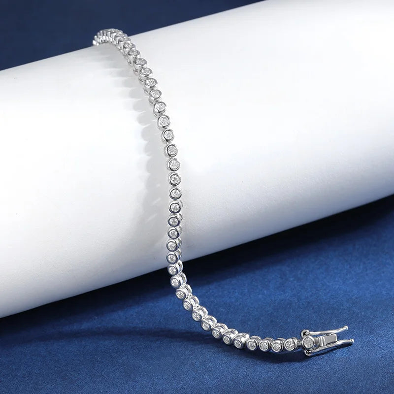 TBCYD 2/3mm Dカラー ラウンドバブル モアサナイト テニスネックレス レディース S925シルバー チョーカーネックレス パーティージュエリー クリスマスギフト