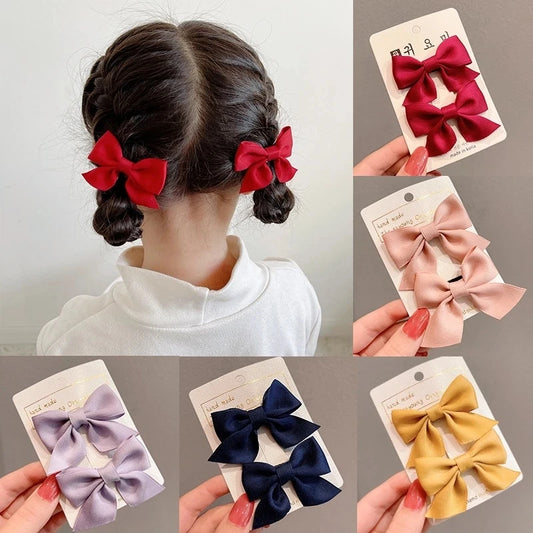 2ピース リボンヘアクリップ エレガントなフラワーヘアクリップ 子供用 レディース セット ヘアピン ヘアアクセサリー 韓国風 ヘアアクセサリー