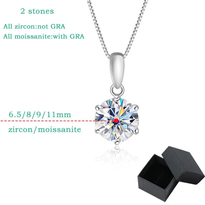 Smyoue 0.5-5CT D Color Zircon/moissanite Necklace for Women Sparkling Lab Diamond Pendant 925 Sterling Silver Wedding Jewelry
