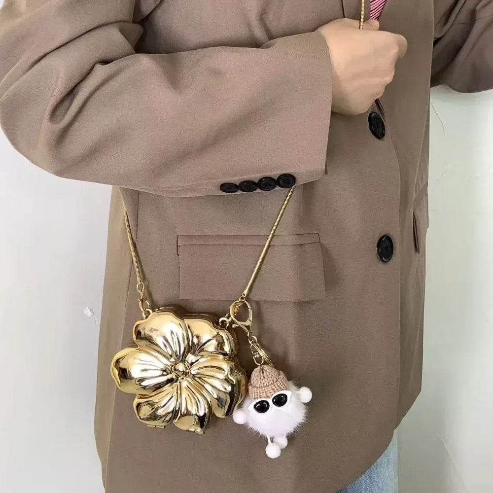 Elegant Rose Gold Acrylic Clutch with Removable Chain Strap - Magnetic Closure, PVC Lined, Suitable for Parties and Proms