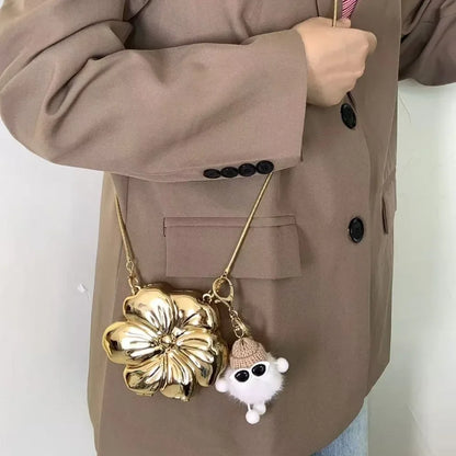 Elegant Rose Gold Acrylic Clutch with Removable Chain Strap - Magnetic Closure, PVC Lined, Suitable for Parties and Proms