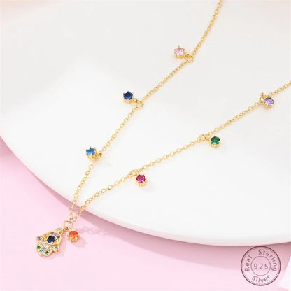 Necklace 925 Sterling Silver Evil Eye Gold Classic Simple Adjustable Necklace Women Girls Fashion Jewelry Gift