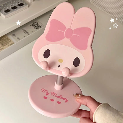 かわいいMy Melody Kuromiスマホスタンド 調節可能なデスクトップホルダー iPhone iPad タブレット用 寝室 観賞用 ホームオフィス Kawaii アニメ