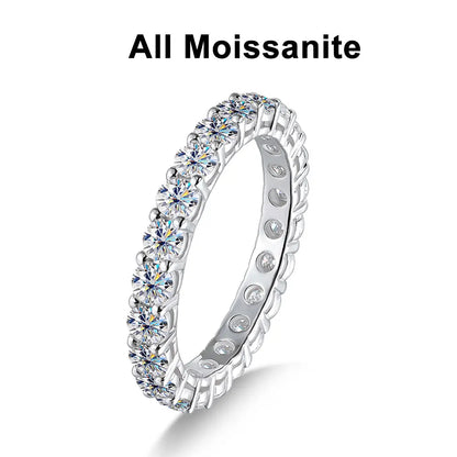 KNOBSPIN 3mm ラウンドモアサナイトリング 18K ホワイトゴールドメッキ 925 スターリングシルバー ファインジュエリー 結婚指輪 婚約指輪 レディース メンズ