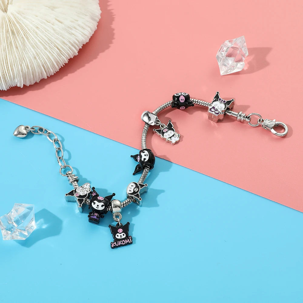 Sanrio Cute Kuromi Popular DIY String Accessory Bracelet Anime Characters Kuromi Kawaii String Bracelet for Best Girlfriend Gift