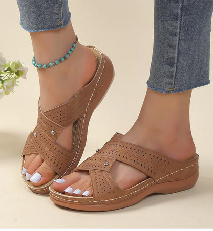 Sandals Women  Summer Shoes Women Elegant Low Heels Sandals Summer Slippers Zapatos Mujer Wedge Heeled Sandals Female 2024