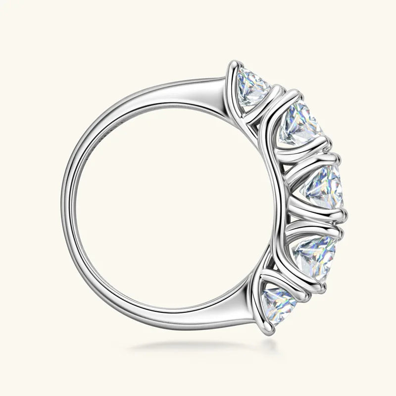 18kメッキ 3.6CT オールモアサナイトリング レディース用 5石 スパークリングダイヤモンド ウェディングバンド S925スターリングシルバージュエリー GRA