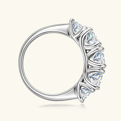 18kメッキ 3.6CT オールモアサナイトリング レディース用 5石 スパークリングダイヤモンド ウェディングバンド S925スターリングシルバージュエリー GRA