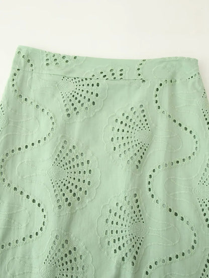 Elegant Chic Embroidery Skirt Set Women's Sleeveless Short Tops and Straight Long Skirt 2025 Summer High Street Slim Lady Set
