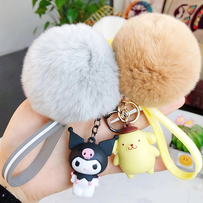 Cartoon Kuromi Sanrio Keychain Cute MelodyHello Kitty Cinnamoroll Doll Pendant Decoration Keyring Jewelry Girl&Child Gifts Toy