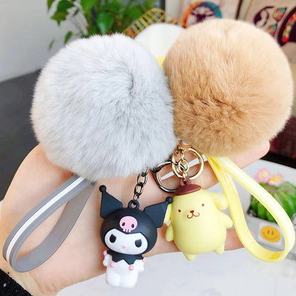 Cartoon Kuromi Sanrio Keychain Cute MelodyHello Kitty Cinnamoroll Doll Pendant Decoration Keyring Jewelry Girl&Child Gifts Toy
